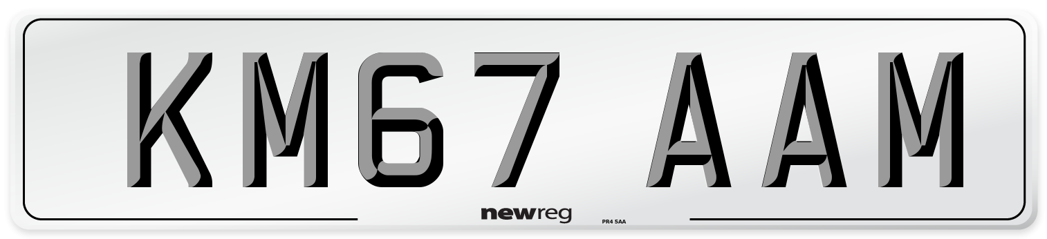 KM67 AAM Number Plate from New Reg